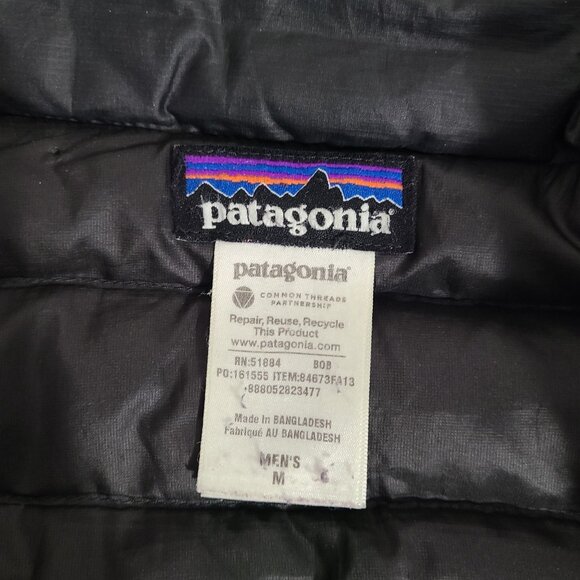 Patagonia Goose Down Sweater Puffer Jacket Full Zip Black Men’s Size Medium - Picture 3 of 11
